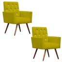 Ver imagem 1 de Kit 2 Poltronas Decorativa Nina Capitonê Suede Mostarda com Strass - Dominic Decor