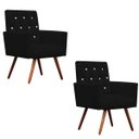 Ver imagem 1 de Kit 2 Poltronas Decorativa Nina Capitonê Suede Preto com Strass - Dominic Decor