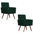 Ver imagem 1 de Kit 2 Poltronas Decorativa Nina Capitonê Suede Verde com Strass - Dominic Decor