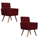 Ver imagem 1 de Kit 2 Poltronas Decorativa Nina Capitonê Suede Vinho com Strass - Dominic Decor