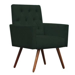 Poltrona Decorativa Nina Capitonê Suede Verde - Dominic Decor