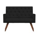 Ver imagem 2 de Kit Namoradeira + 2 Poltronas Decorativa Nina Capitonê Suede Preto - Dominic Decor