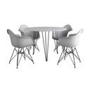 Ver imagem 2 de Mesa Jantar Redonda 90cm Branca Clips 3 Pés com 4 Poltronas Eiffel Eames Daw Brancas Ferro Preto