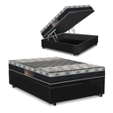 Ver imagem 1 de Cama Box com Baú Viúva + Colchão de Molas - Castor - Class Tecnopedic One Face 128x188x67cm:preto