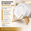 Ver imagem 4 de Escorredor de Pratos Vertical Organizador de Louças 12 Pratos Arm Dourado