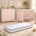 Ver imagem 1 de Kit Quarto de Bebê Doce Sonho com Berço com Rodízio Cômoda com Trocador e Colchão D18 130x60 Movellu