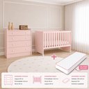 Ver imagem 7 de Kit Quarto de Bebê Doce Sonho com Berço com Rodízio Cômoda com Trocador e Colchão D18 130x60 Movellu