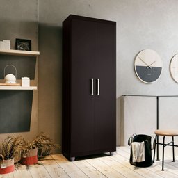 Armário Multiuso Roma 2 Portas 4 Prateleiras Sapateira Lavanderia e Cozinha Preto - 1