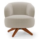 Ver imagem 5 de Poltrona Decorativa Orgânica Living Have Base Madeira Giratória Bouclê Bege - Desk Design