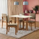 Ver imagem 1 de Mesa de Jantar 4 Lugares Carmen com Vidro Canela/off White/bege - Kappesberg Jantar