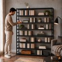 Ver imagem 3 de Estante Multiuso Organizador Livreiro Estilo Industrial 180x190 Preto Total