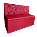 Ver imagem 1 de POLTRONA  SOFÁ BOOTH CAPITONE A MÃO 1,20CM VERMELHO COM BOTÕES DOURADO SKU194