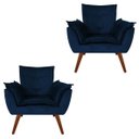 Ver imagem 1 de Kit 2 Poltronas Decorativa Opala Suede Azul Marinho - Dominic Decor
