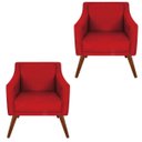 Ver imagem 1 de Kit 2 Poltronas Decorativa Gabriela Suede Vermelho - Dominic Decor