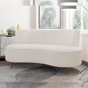 Ver imagem 3 de Sofá Chaise Living 2 Lugares 135cm Sala de Estar Istambul K01 Bouclê Creme - Lyam Decor