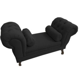 Recamier Grécia 1,40M Suede Preto - Dominic Decor