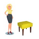 Ver imagem 2 de Puff Decorativo Lisa Suede Amarelo - Dominic Decor