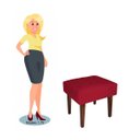 Ver imagem 2 de Puff Decorativo Lisa Suede Vermelho - Dominic Decor