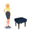 Ver imagem 2 de Puff Decorativo Lisa Suede Azul Royal - Dominic Decor