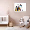 Ver imagem 1 de Quadro Decorativo Menino Dinossauro Abstrato - 50x70cm:moldura Branca