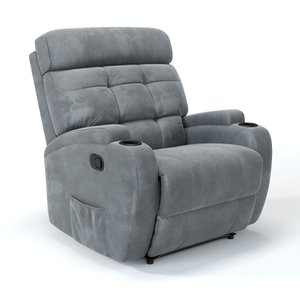 Poltrona do Papai Reclinável em Suede Cor Cinza Manual com Massagem- Modelo Florença