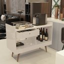 Ver imagem 1 de Aparador Buffet Cantinho do Café Dupla Face com Gaveta 2 Lados e Pés de Madeira Retro - Pérola