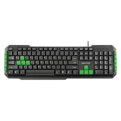 Teclado Multimidia Gamer Teclas Verdes USB Multilaser TC201