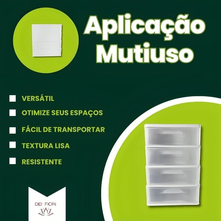 Gaveteiro de Chão Branco 4 Gavetas Transparentes Organizador Multiuso Casa Escritorio Espaçoso Forte - 2