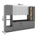 Ver imagem 3 de Cozinha Telasul Lumina 6 Peças com Paneleiro para Forno e Micro com Vidro Fumê e Iluminação Cinza