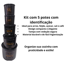 Porta Mantimentos Cozinha Pote de Mantimentos para Cozinha 5 Peças:preto - 2
