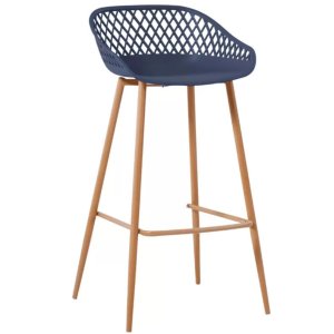 Banqueta Noma Alta com Estrutura em Aço:azul Marinho
