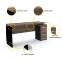Ver imagem 3 de MESA P/ ESCRITÓRIO 4 GAVETAS PANDIN PE40 - WALNUT M1640PG04GPE40