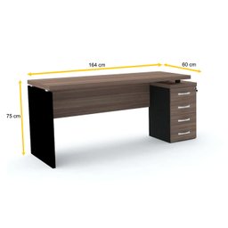 MESA P/ ESCRITÓRIO 4 GAVETAS PANDIN PE40 - WALNUT M1640PG04GPE40 - 2
