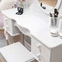 Ver imagem 4 de Kit Penteadeira Princesa com Espelho e Banqueta 4 Gavetas Estilo Provençal/vintage:branco
