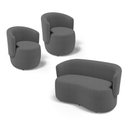 Ver imagem 1 de Kit 2 Poltronas e 1 Namoradeira Aisha Orgânica Bouclê Cinza Escuro - Desk Design