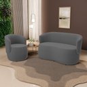 Ver imagem 2 de Kit 2 Poltronas e 1 Namoradeira Aisha Orgânica Bouclê Cinza Escuro - Desk Design