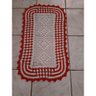 Tapete Crochê Sala Quarto Cozinha Branco Vermelho 65x45 - 2