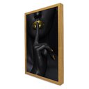 Ver imagem 1 de Quadro Decorativo Caixa Mulher Silêncio Dourado Tacolado Moldura Caixa 3cm Freijó sem Vidro 80 X 120