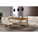 Ver imagem 1 de Conjunto: Mesa de Cozinha Londrina C/ Tampo Madeirado Canto Curvo 180x90cm e 6 Cadeiras Dafne