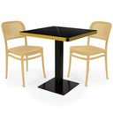 Ver imagem 1 de Conjunto Mesa de Jantar Redonda Venezia 70x70cm Preta com 2 Cadeiras Roma - Nude