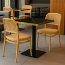 Ver imagem 2 de Conjunto Mesa de Jantar Redonda Venezia 70x70cm Preta com 2 Cadeiras Roma - Nude