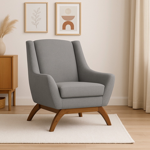 Poltrona Dekorien Juliet Premium Linho Cinza Escuro Alto Acabamento