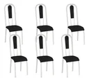 Ver imagem 1 de Kit 6 Cadeiras Madri Corino Tempest Preto Tubo Branco