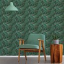 Ver imagem 1 de Papel de Parede Folhas Verde e Dourado Tacolado Papel de Parede 0,58 X 3,00m Premium - Fundo Bloquea