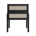 Ver imagem 4 de Mesa de Cabeceira 2 Gavetas Palhinha Pé Madeira 27933 Oslo Artesano - Nero/preto