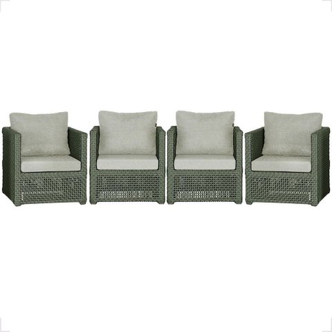 4 Poltronas Madri Alumínio Corda Náutica Estofado 3 Trama Original