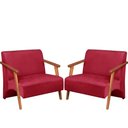 Ver imagem 1 de Poltrona Namoradeira Venus Braço Madeira Maciça Suede Unidecor Vermelho