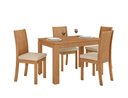 Ver imagem 1 de Conjunto Sala de Jantar Mesa Athenas 120 Tampo no Glass com 4 Cadeiras Athenas - Lopas Amendoa Clean