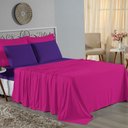 Ver imagem 1 de Jogo de Cama Casal Viúva Nobre 4 Peças Malha 100% Algodão - Pink / Roxo