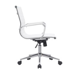Kit 8 Cadeiras de Escritório Diretor Eames em Couro - Branco - 4